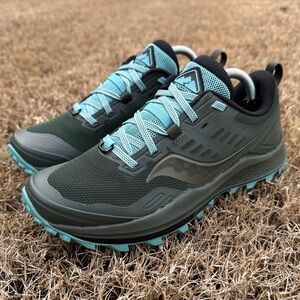 Saucony Peregrine 10 Trail Running Shoes Womens 6.5 Green Pine Marine Sneakers